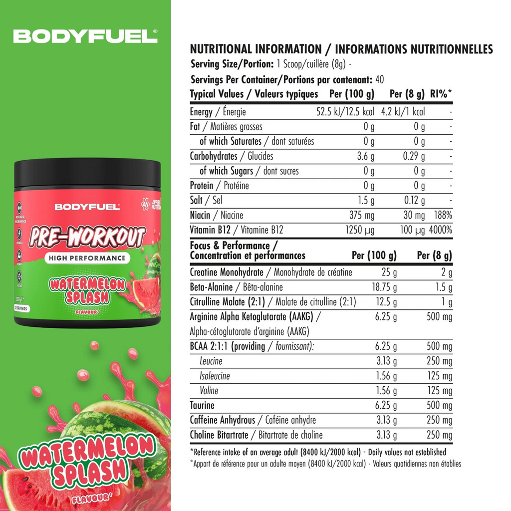 BodyFuel Pre-Workout Powder – High Energy (40 Servings)