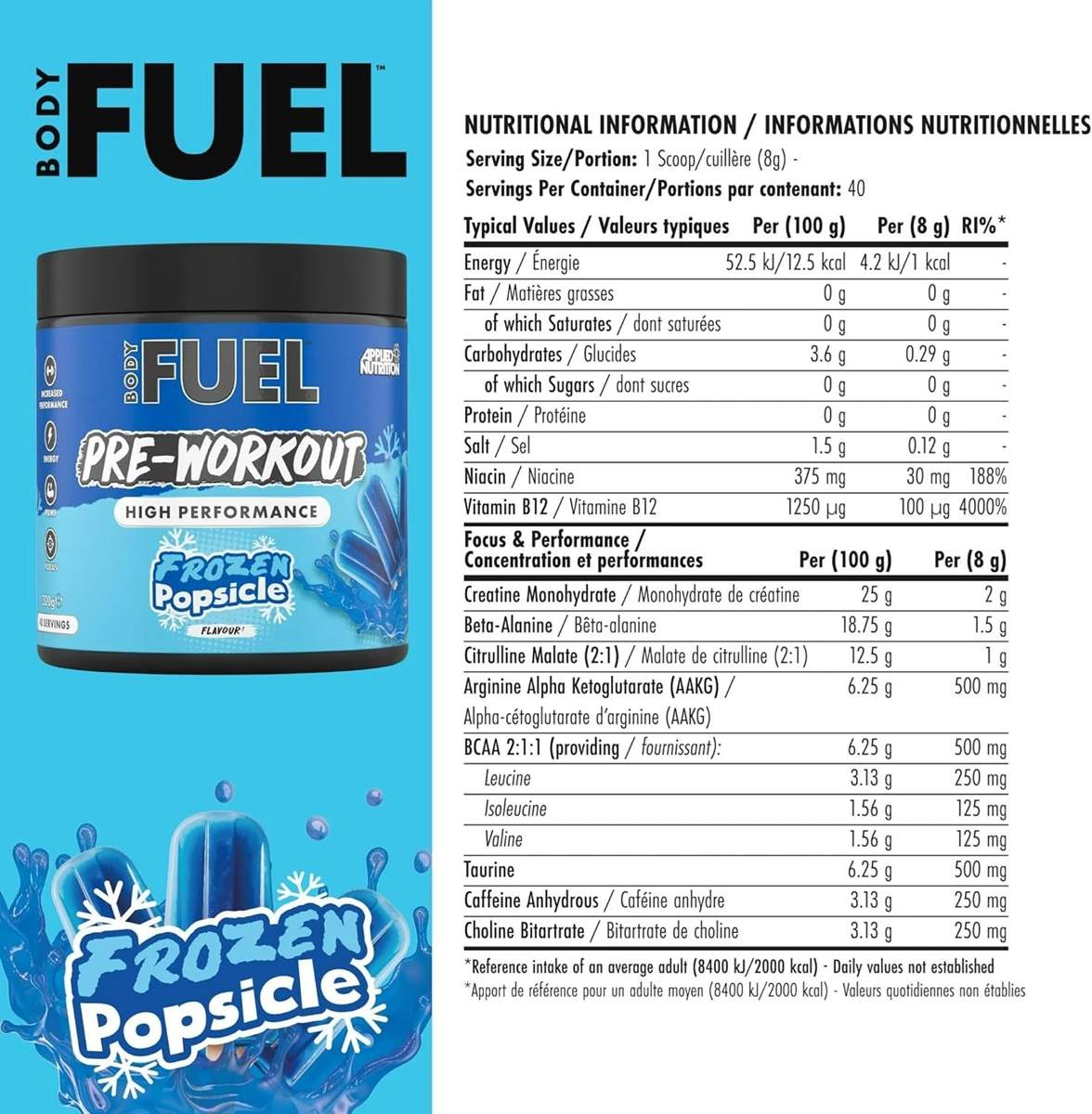 BodyFuel Pre-Workout Powder – High Energy (40 Servings)