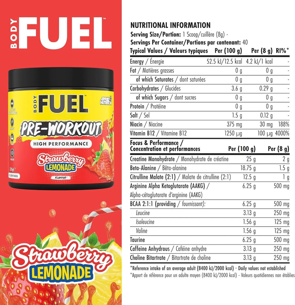 BodyFuel Pre-Workout Powder – High Energy (40 Servings)