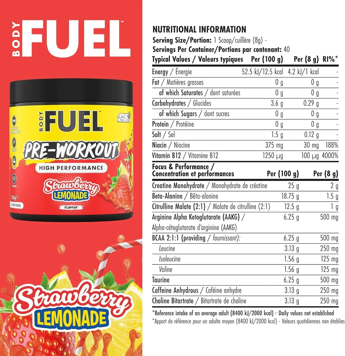 BodyFuel Pre-Workout Powder – High Energy (40 Servings)