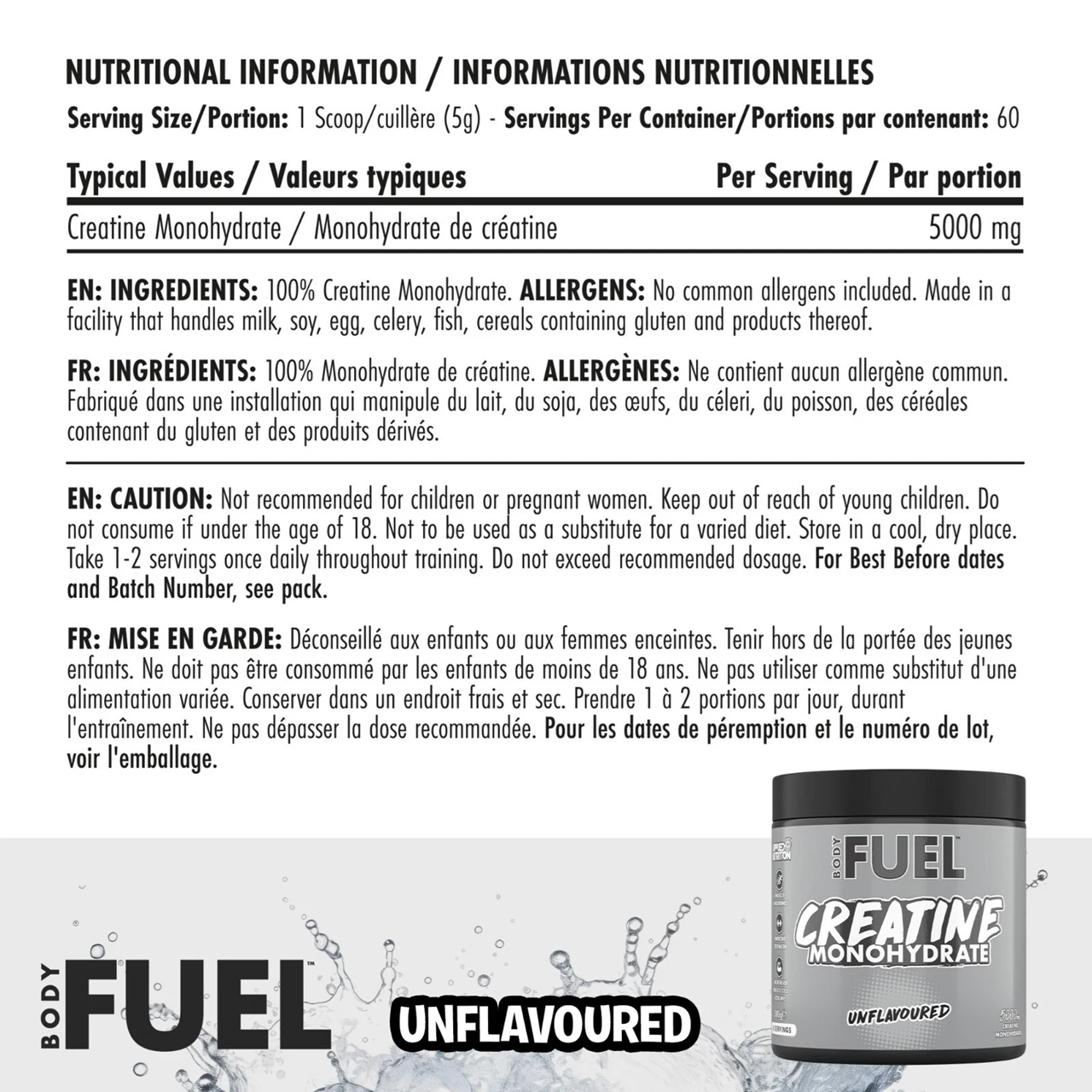 BodyFuel Creatine Monohydrate – 60 Servings